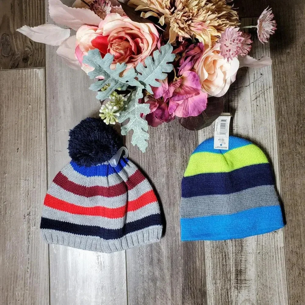 Gymboree Baby Boy Striped Knit Winter Hat Bundle - 2 Pieces